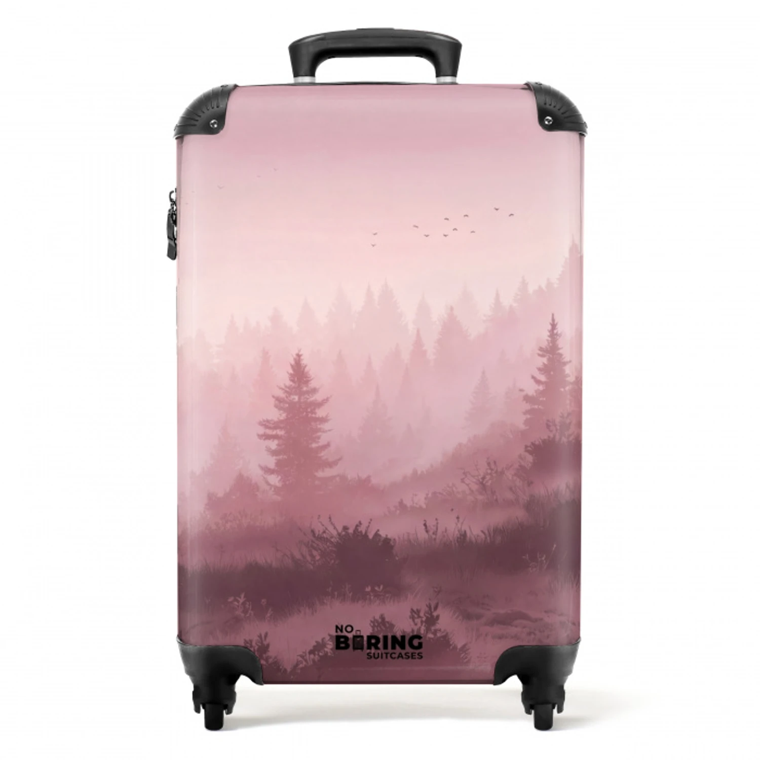 Landschap - Mistig - Roze NBS - Handbagage koffer - Volwassenen Unisex middel -productfoto_recht