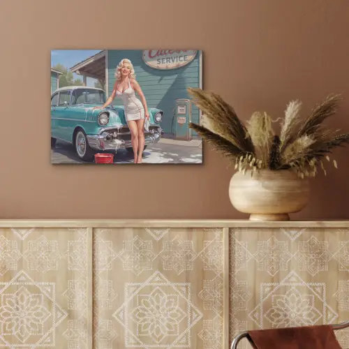 Auto - Vrouw - Groen PET vilt klein -sfeer4