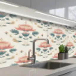 Lotus - Bloemen - Roze keuken achterwand 2 middel 871 -3d_schuin
