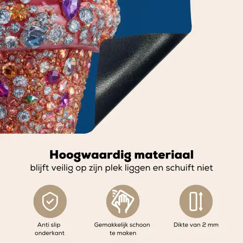 Ijsje - Hoorntje - Steentjes - Blauw Inductie beschemer met haakjes middel -ky-onderkant-nl