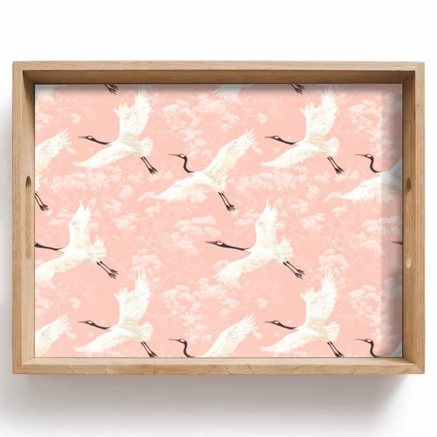 Dienblad - Kraanvogels - Bloesem - Roze