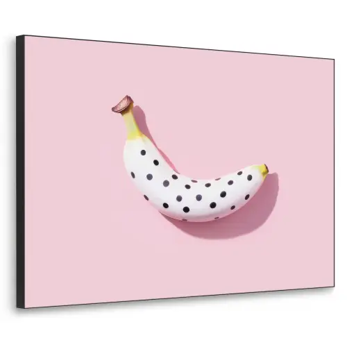 Banaan - Stippen - roze Textielframe zwart klein -3d
