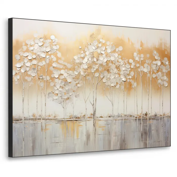 Bomen - Kunst - Acryl - Natuur Textielframe zwart klein -3d
