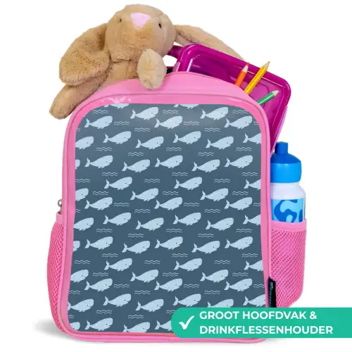 Klein - Oceaan - Golven - Blauw Kinderrugzak - Roze middel 863 -inhoud_NL