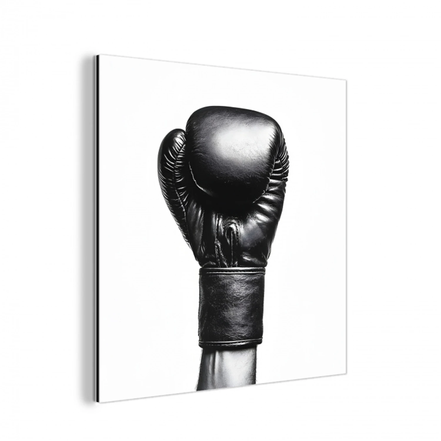 Bokshandschoen - Zwart - Hand aluminium wit klein -3d