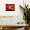 Savanne - Olifanten - Zonsondergang tuinposter los doek klein -sfeer7