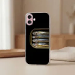 Sardines - Blik - Zwart - Vissen Apple iPhone 16 klein -sfeer2