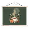 Kop - Bloemen - Groen - Koffie textielposter latten blank klein -3d