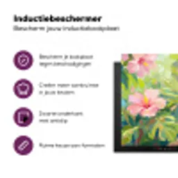 Papagaai - Hibiscusbloemen - Kleurrijk Inductie beschermer vinyl 3mm klein -zzzzzzz-cc-usp
