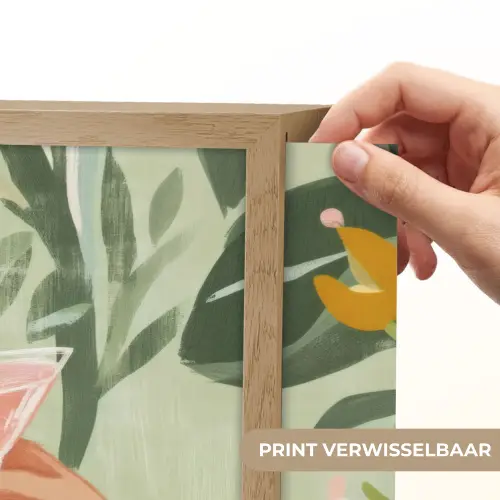 Glazen - Proosten - Bladeren - Groen Light Box met batterij (Wandlamp) middel -USP_websiteprintNL