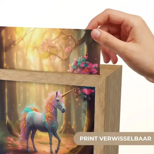 Eenhoorn - Bos - Kleurrijk - Bloemen - Meiden Light Box met kabel (Kinderlampje) klein -USP_websiteprintNL