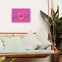 Smiley - Vrolijk - Roze tuinposter los doek klein -sfeer7