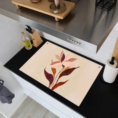 Bloemen - Blaadjes - Minimalistisch - Roze Inductie beschemer met haakjes klein -sfeer1