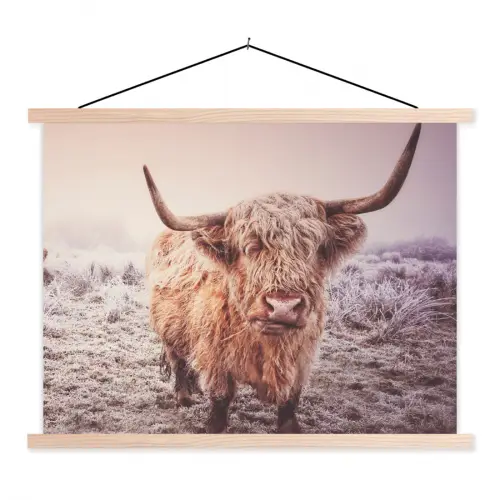 Schotse hooglanders - Licht - Lucht - Natuur textielposter latten blank klein -3d