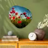Klaprozen - Toscane - Zon - Rood - Blauw Wandcirkel Organisch Forex 3mm klein -sfeer2