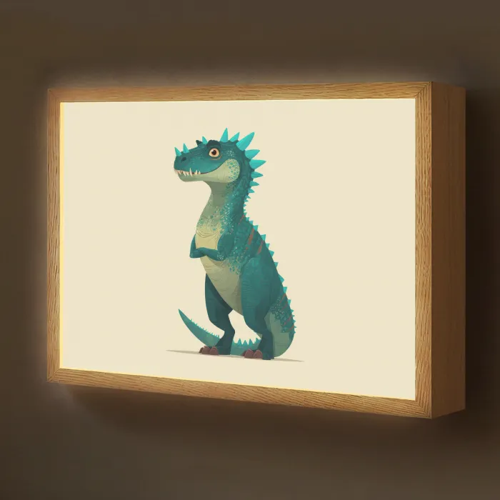 Dinosaurus - Turquoise - Stekels Light Box met batterij (Wandlamp kind) middel -z3d_website