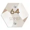 Abstract beige - Modern Naambord Hexagon klein -3d