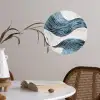 Lijnen - Golven - Abstract - Blauw Wandcirkel behangsticker klein -sfeer3