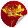Bloem - Goud - Glazen Wandcirkel behangsticker klein -3d