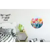 Illustratie - Bloemen - Kleurrijk Wandcirkel aluminium klein -kinderkamer