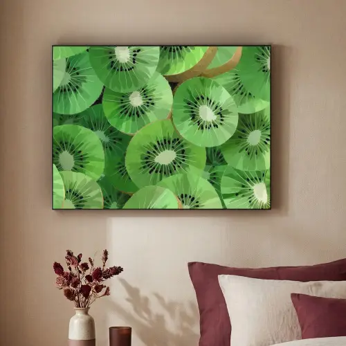 Kiwi - Groen - Pitten Textielframe zwart klein -sfeer1