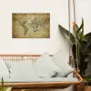 Wereldkaart - Vintage - Antiek - Bruin - Papier tuinposter los doek klein -sfeer7