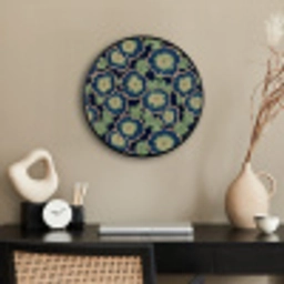 Bloemen - Borduurwerk - Patroon - Blauw - Groen Fotolijst rond zonder passe partout klein 856 -sfeer1