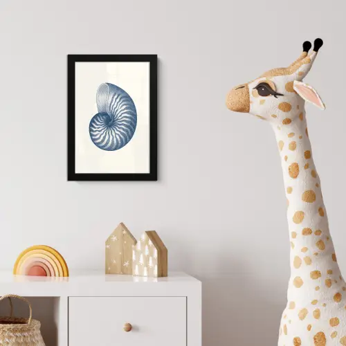 Blauw - Schelp - Spiraal fotolijst zwart zonder passe partout klein -usfeer4_kinderkamer