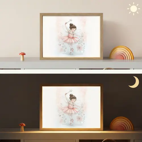Ballerina - Fee - Roze Light Box met batterij (Wandlamp kind) middel -sfeer3_kind