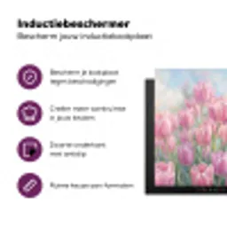 Tulpen - Veld - Lente - Roze Inductie beschermer vinyl 3mm middel -zzzzzzz-cc-usp