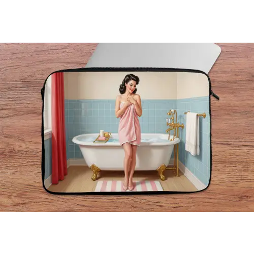 Badkamer - Vrouw - Roze laptophoes neopreen klein -tafel