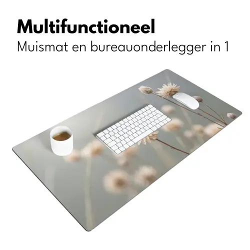 Strobloemen - Wit - Daglicht Muismat XXL klein -sfeer4