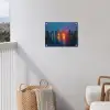 Skyline - Penseelstreken - Donkerblauw - Lichtgevend tuinposter los doek klein -sfeer8