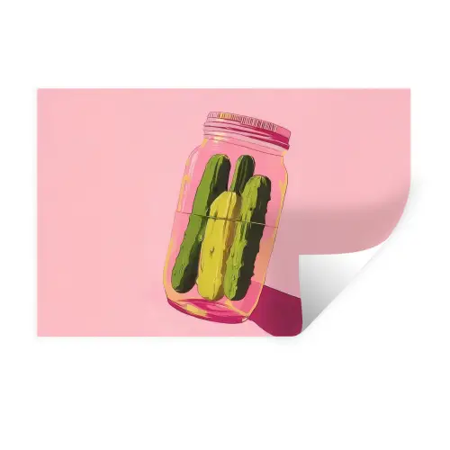 Augurken - Pot - Schaduw - Roze Muursticker klein -3d
