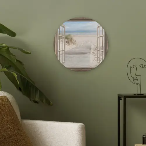 Doorkijk - Strand - Duinen - Pad - Landschap Akoestische PET Vilt - Rond klein -sfeer2