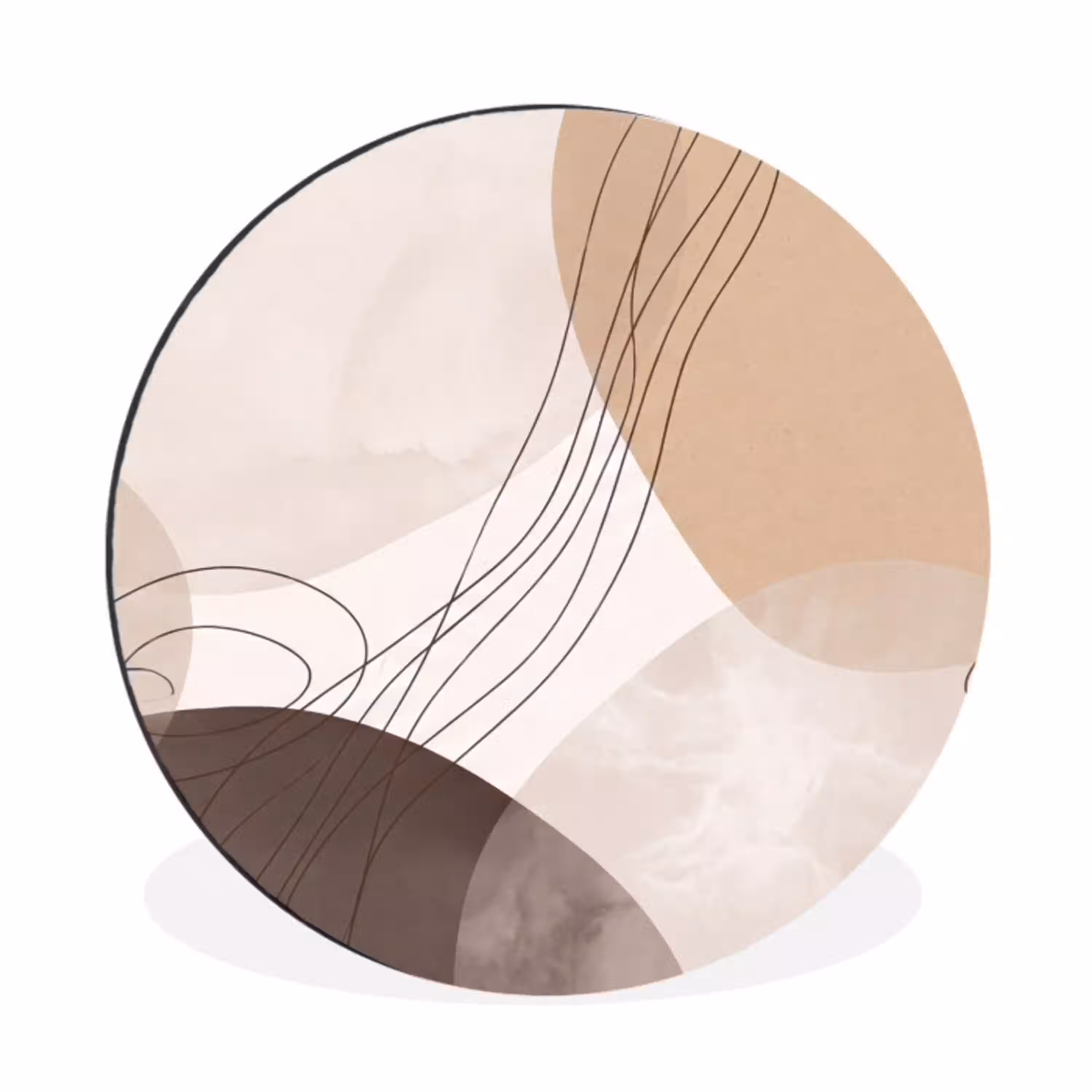 Abstractie - Beige - Modern Wandcirkel aluminium klein -3d