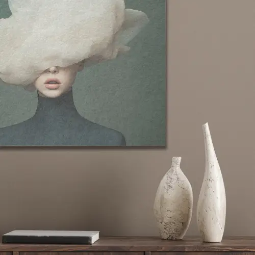Hoed - Vrouw - Beige PET vilt klein -sfeer6_closeup
