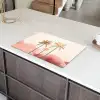 Palmbomen - Heuvels - Minimalistisch - Zachtroze Inductie beschermer vinyl 3mm klein -sfeer8