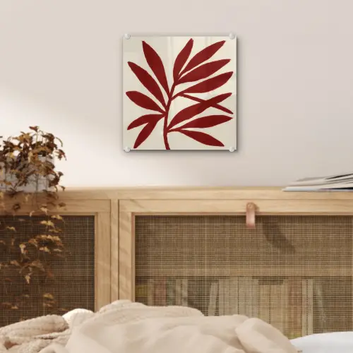 Tak - Bladeren - Rood plexiglas 5mm klein -sfeer4