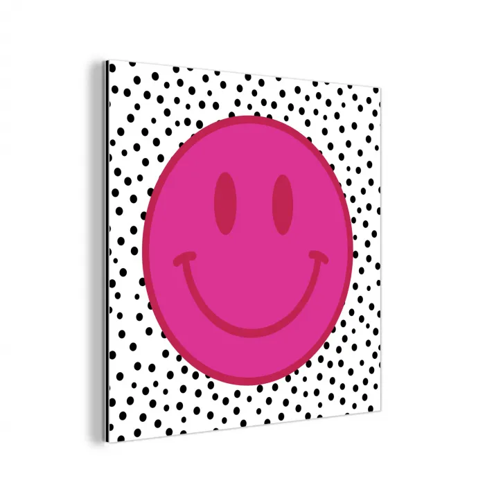 Smiley - Roze - Stippen aluminium wit klein -3d