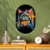Kat - Graffiti - Kleurrijk - Wafel - Eten Wandcirkel Ovaal Forex klein -sfeer2