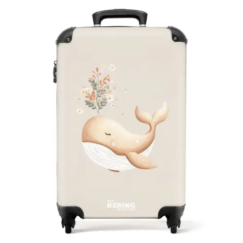 Walvis in pastel beige kleuren NBS - Handbagage koffer - Volwassenen Unisex middel -productfoto_recht