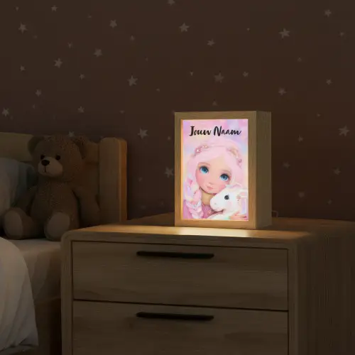 Meisje - Eenhoorn - Roze Light Box met kabel (Kinderlampje) klein -sfeer1_kind