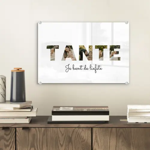 Tante - Lettercollage plexiglas 5mm klein -sfeer1