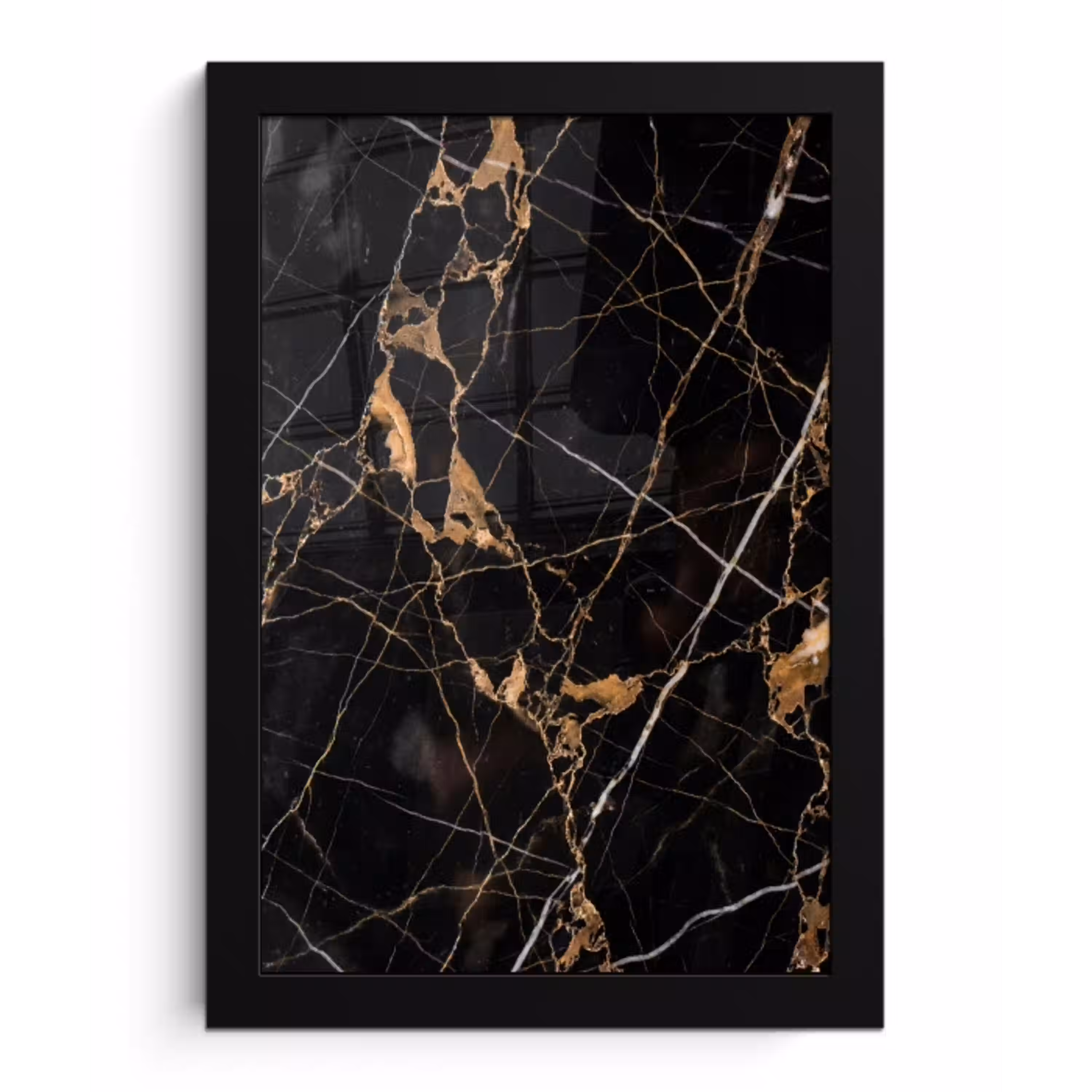 Marmer - Goud - Abstract - Zwart fotolijst zwart zonder passe partout klein -3d