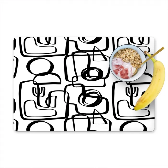 Lijnen - Zwart - Vorm - Abstract Placemat vinyl groot 368 -zzzproduct_Kitchenyeah-website