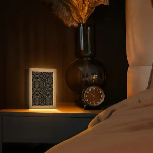 Bloemen - Goud - Hexagon Light Box met kabel (Tafellamp) klein 925 -sfeer1