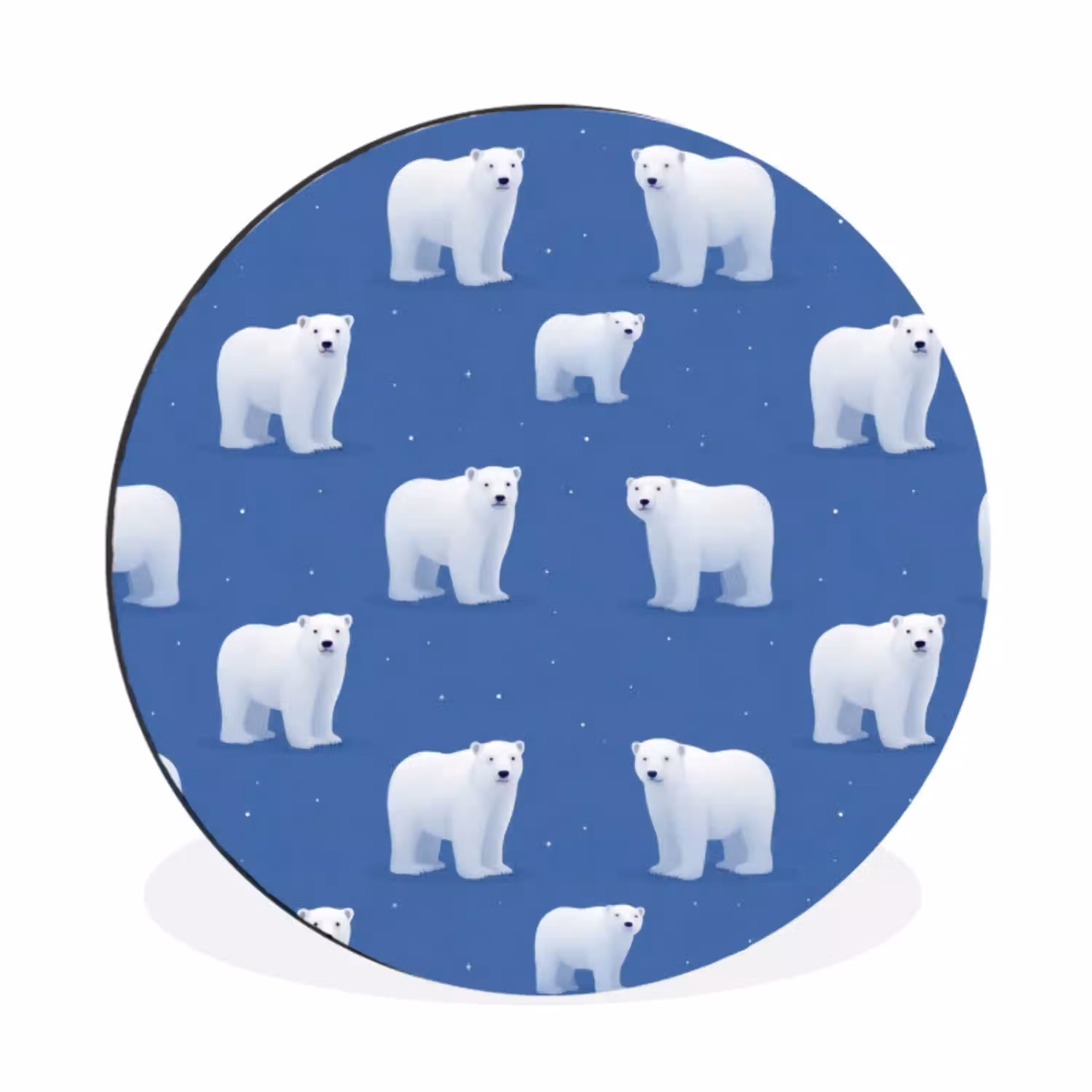 IJsbeer - Patroon - Blauw Wandcirkel aluminium klein 190 -3d