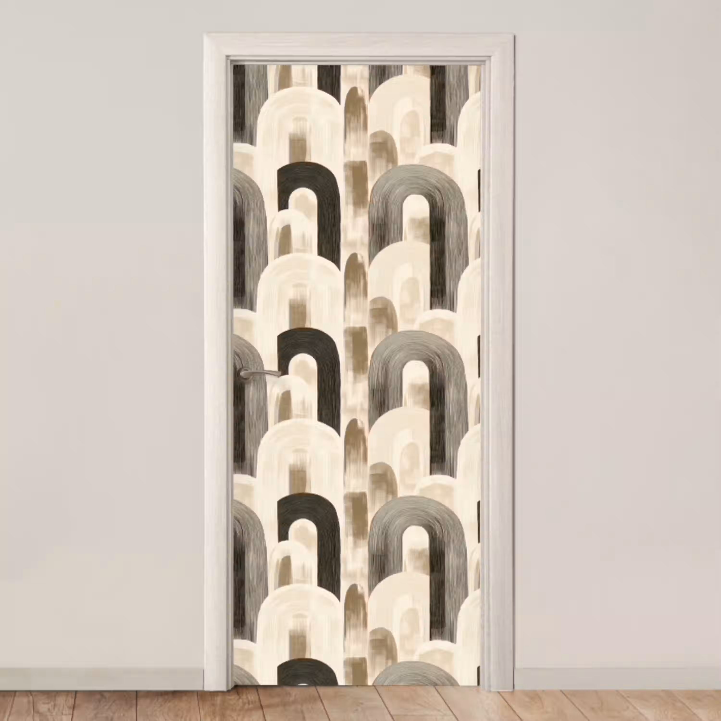 Abstract - Patroon - Bogen deurposter klein 289 -3d_beige