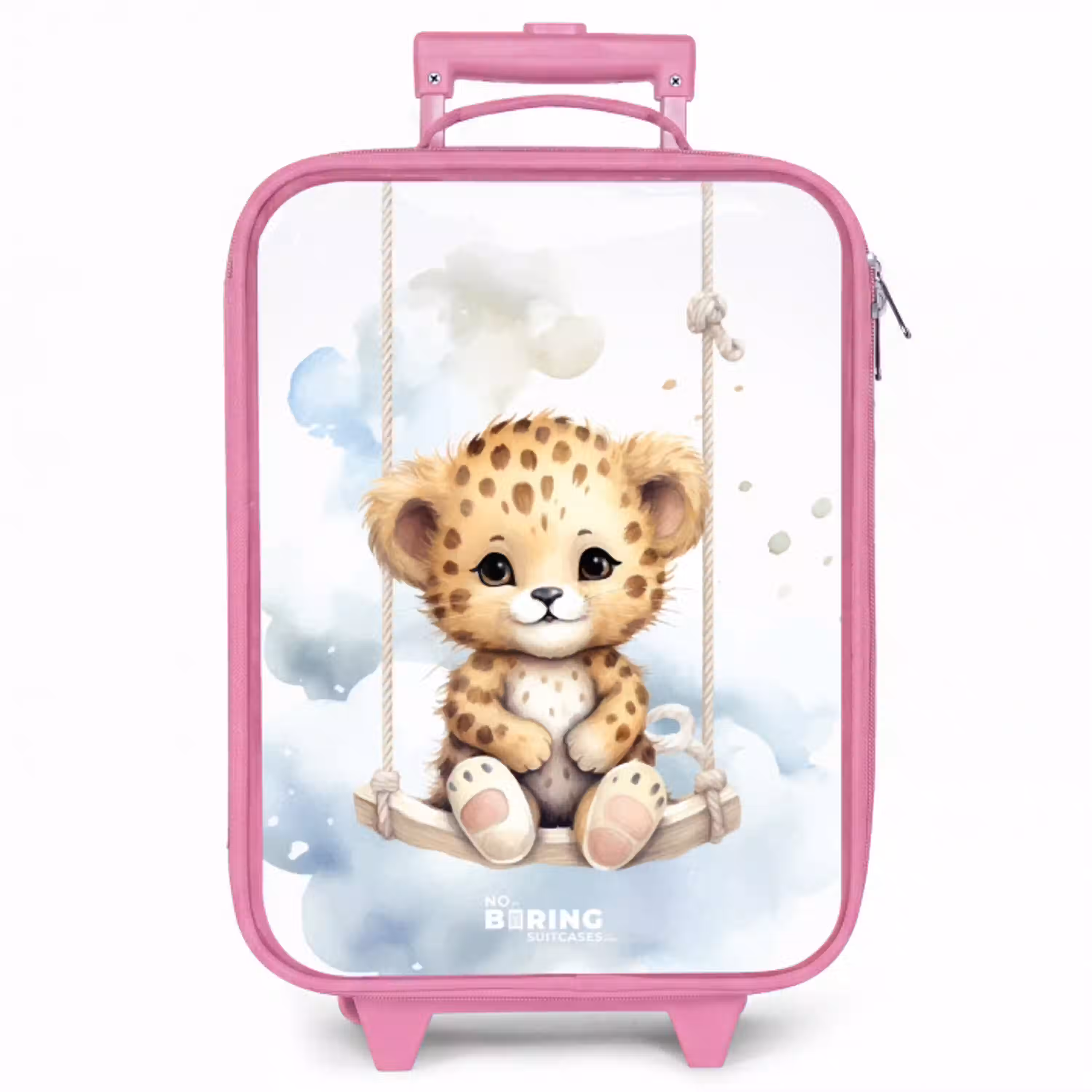 Cheeta welpje op een schommel in de wolken Kinderkoffer - Roze klein -zzz_website3d